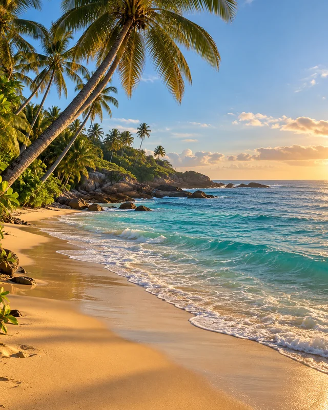 Secluded tropical beach along southern Sri Lanka