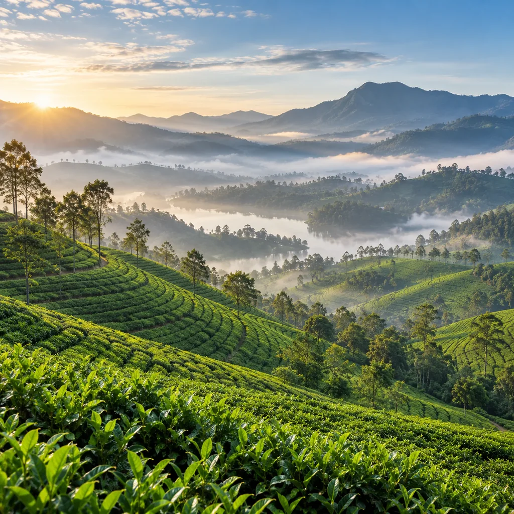 Tea plantations across the Sri Lankan highlands